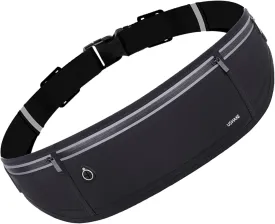USHAKE Slim Running Belt, Workout Fanny Pack for Men Women,Exercise Waist Pack for Apple iPhone Holder, Runner Belt for Running Walking Cycling Camping Gym Black