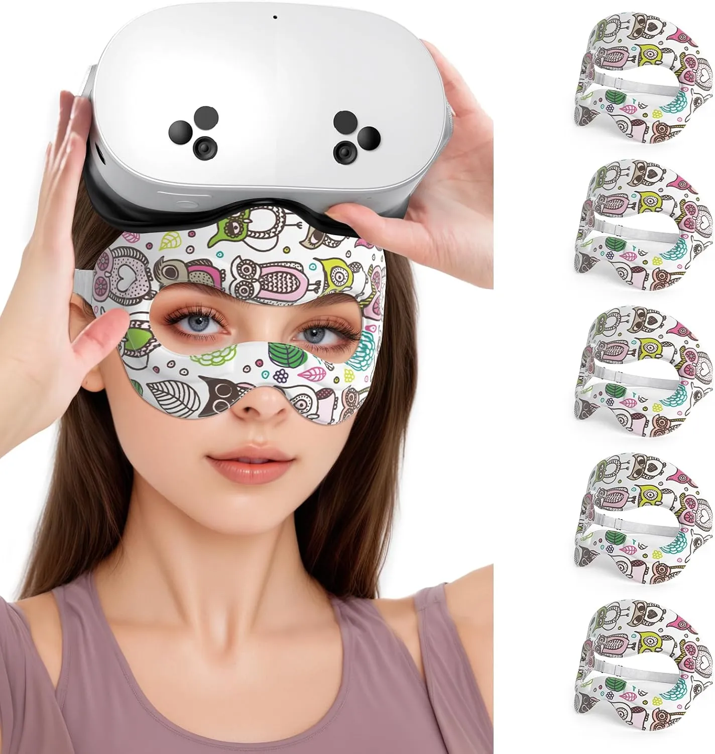 VR Sweat Mask for Meta Quest 3S VR Headsets Quest 3 Foam Band Breathable Oculus 2 Pro VR Workout Supernatual Face Dry Cool Guard Cover Sweat Absorption Face Mask (Printed White)