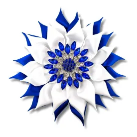 Zeta Phi Beta ΖΦΒ Blue Gemstones Silk Flower Brooch
