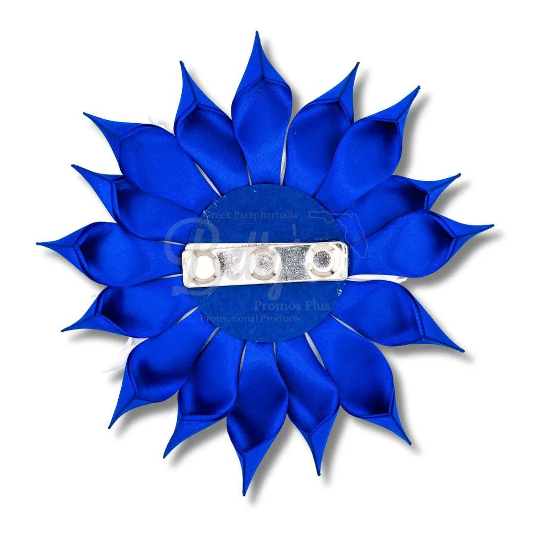 Zeta Phi Beta ΖΦΒ Blue Gemstones Silk Flower Brooch